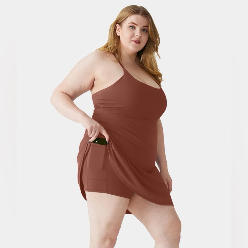 Halara Softly Zero Plush Backless Easy Peezy Edition Dress in Sequoia